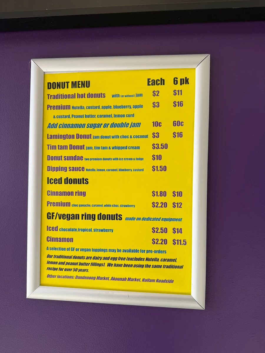 Menu, Dandee Donuts Extra Cranbourne