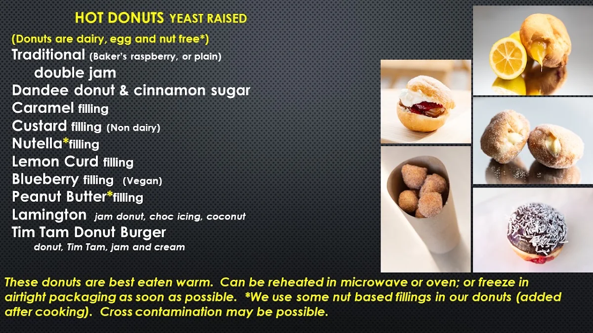Menu, Dandee Donuts Extra Cranbourne