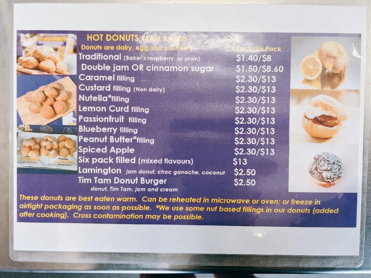Menu, Dandee Donuts Extra Cranbourne