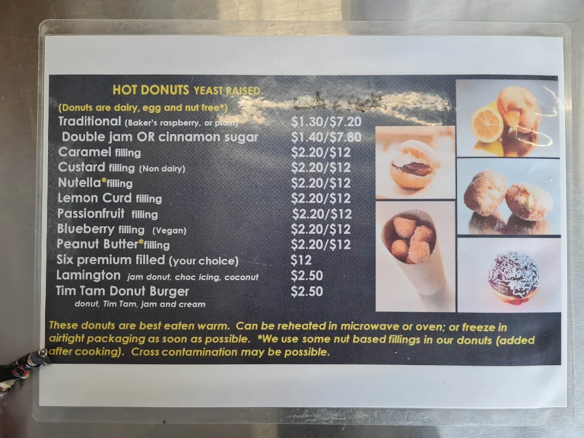 Menu, Dandee Donuts Extra Cranbourne