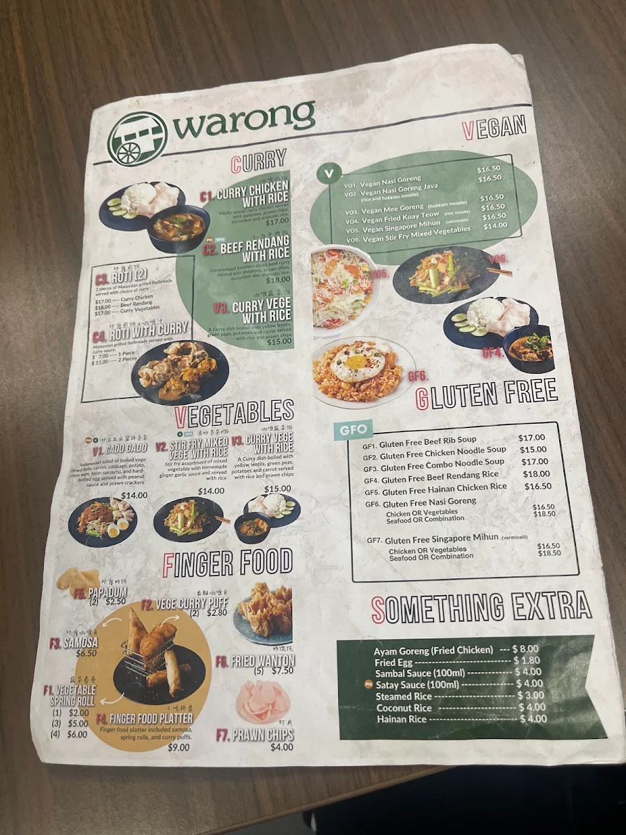 Menu, Warong Findon