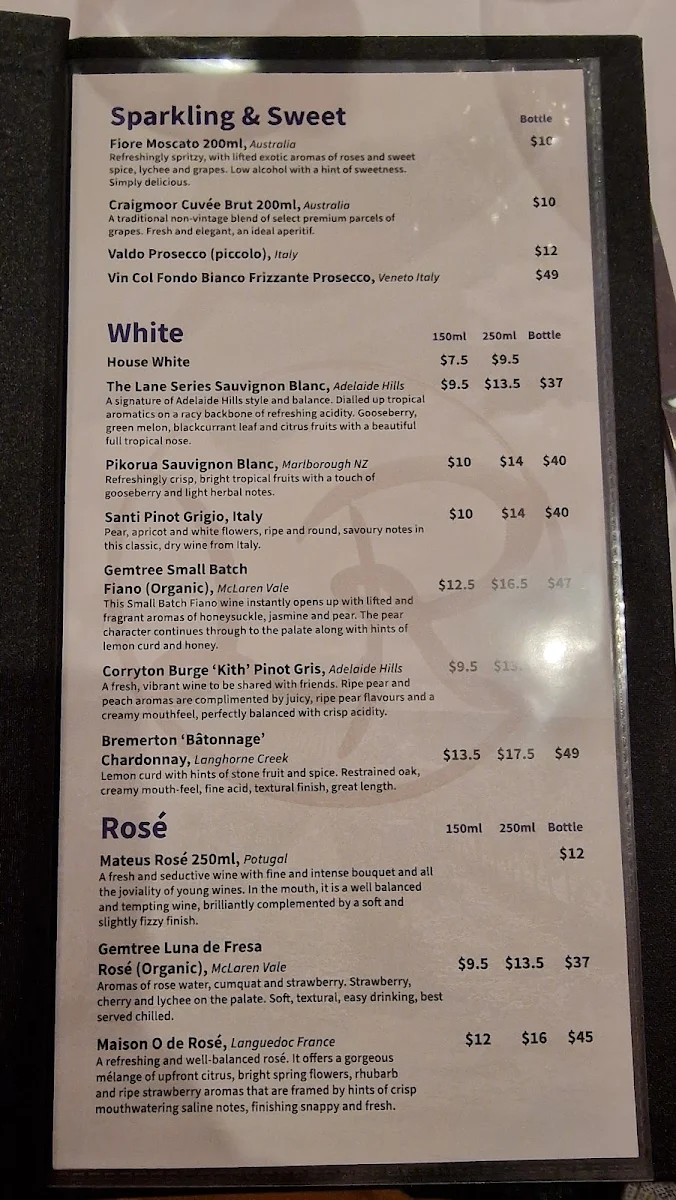Menu, Luna Rossa Italian Restaurant