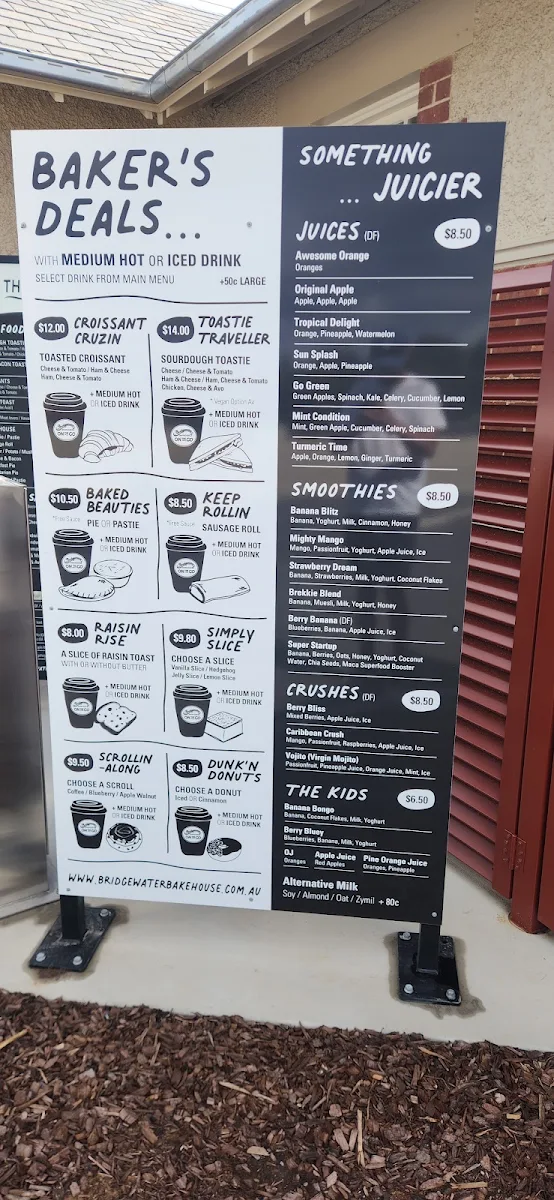 Menu, Bridgewater Bakehouse East Bendigo
