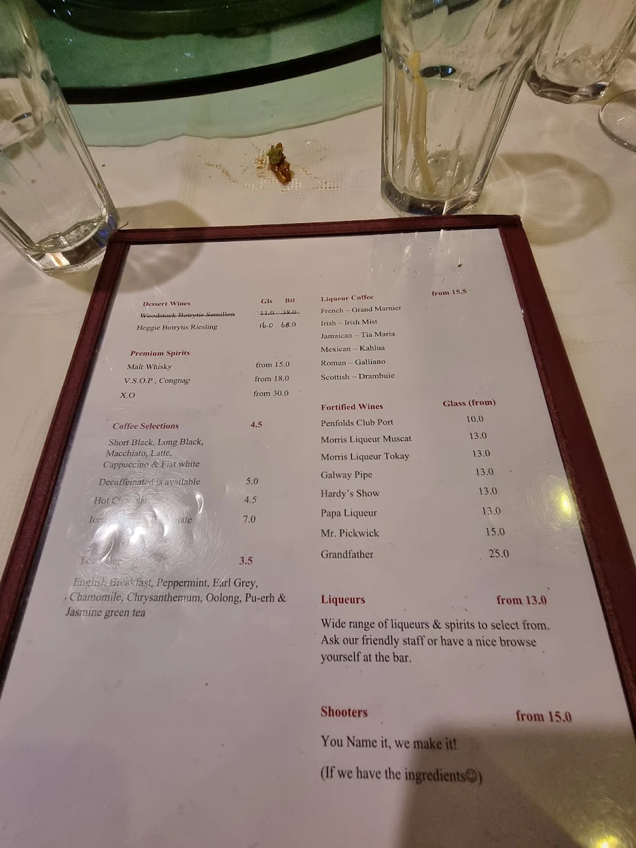 Menu, House Of Chow Restaurant