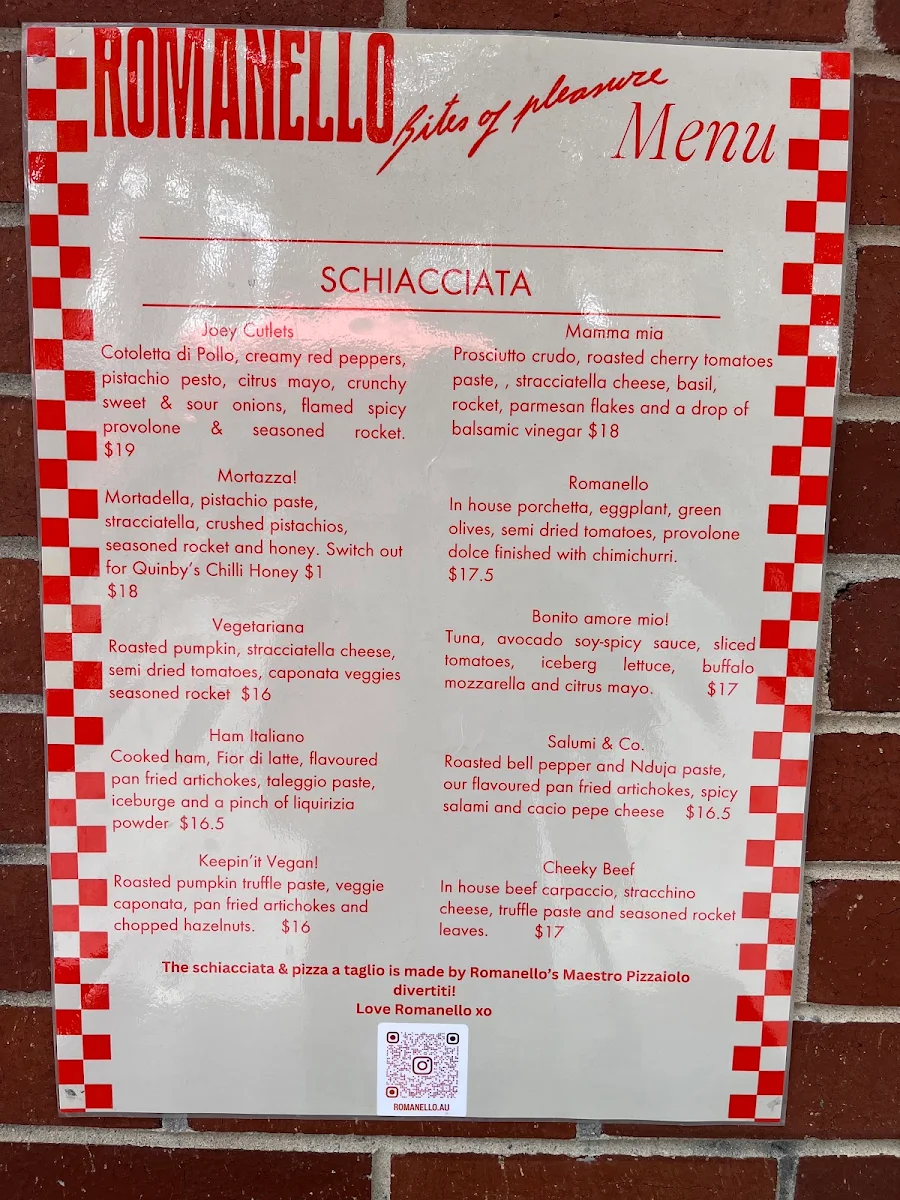 Menu, Romanello