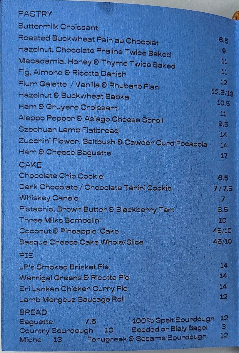 Menu, A.P House (A.P Bakery)