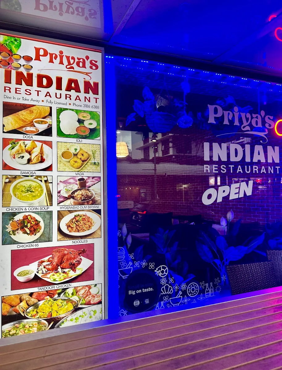 Menu, Priyas surfers Indian Restaurant