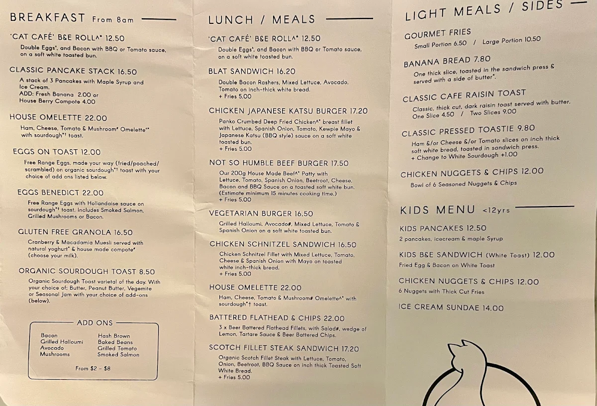 Menu, Usui Café