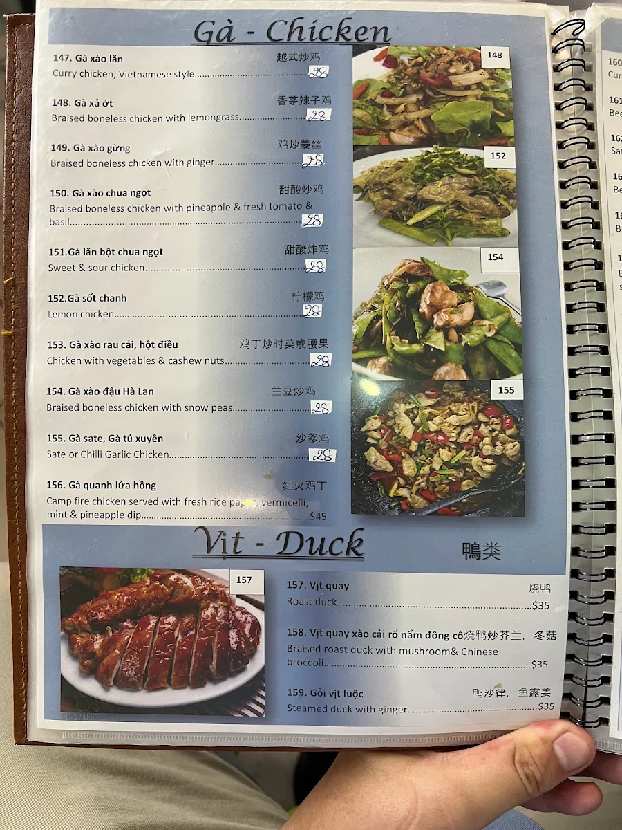 Menu, Thanh Binh Restaurant