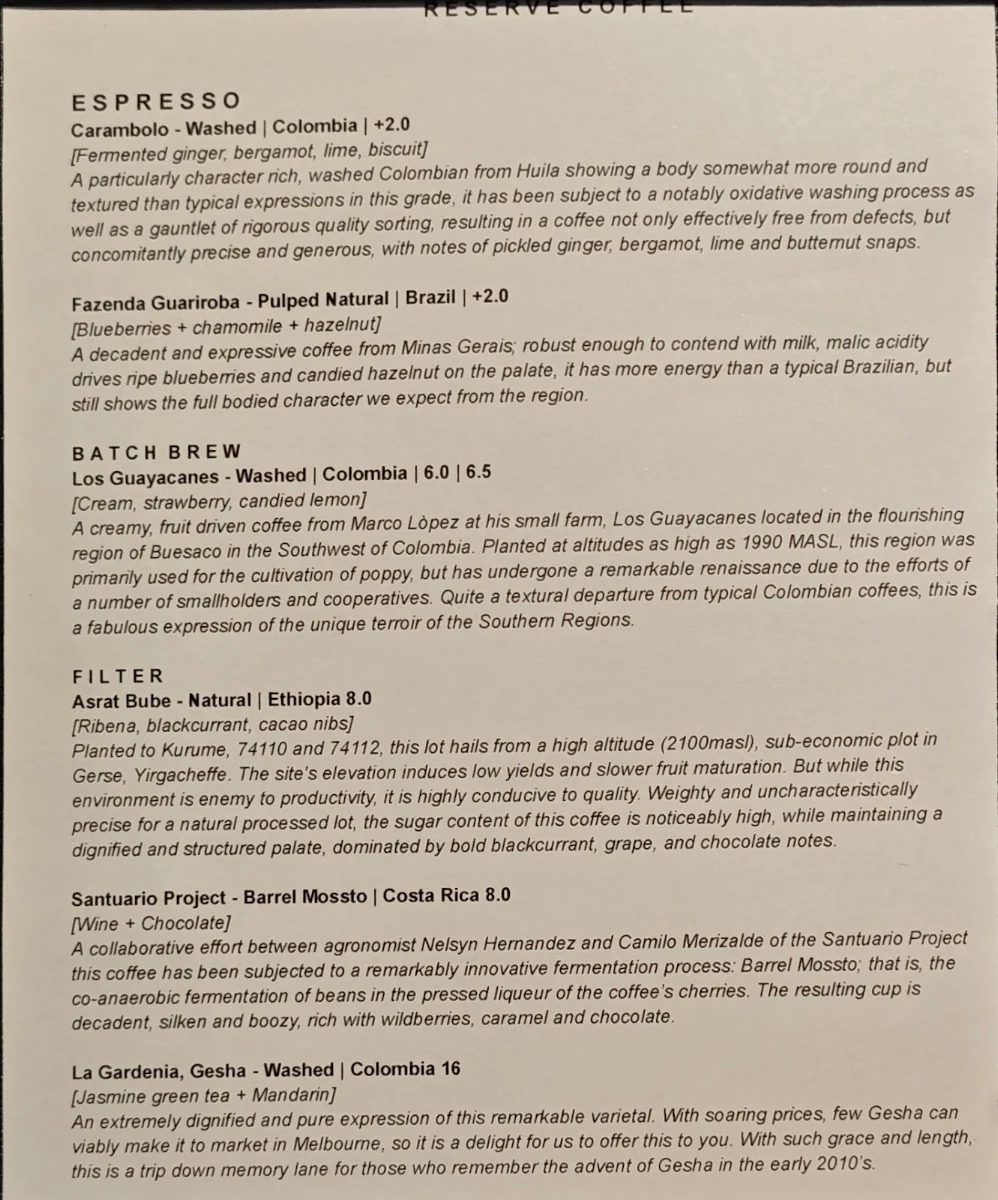 Menu, Zero95 Pizza Bar Doncaster East