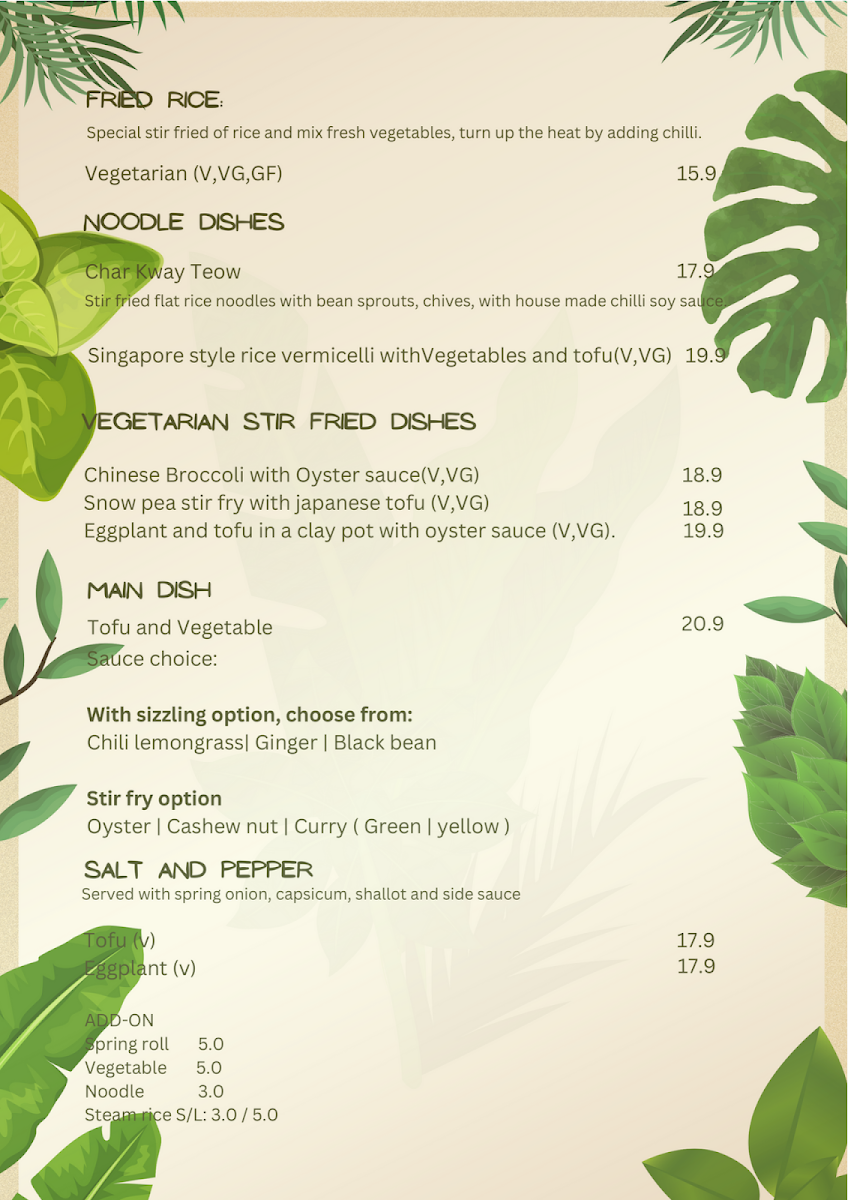 Menu, Hanoi Lotus