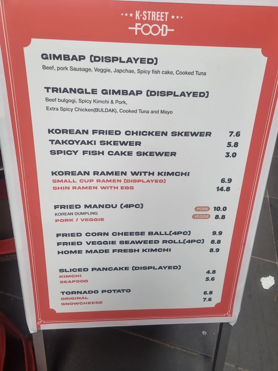 Menu, K Street Food