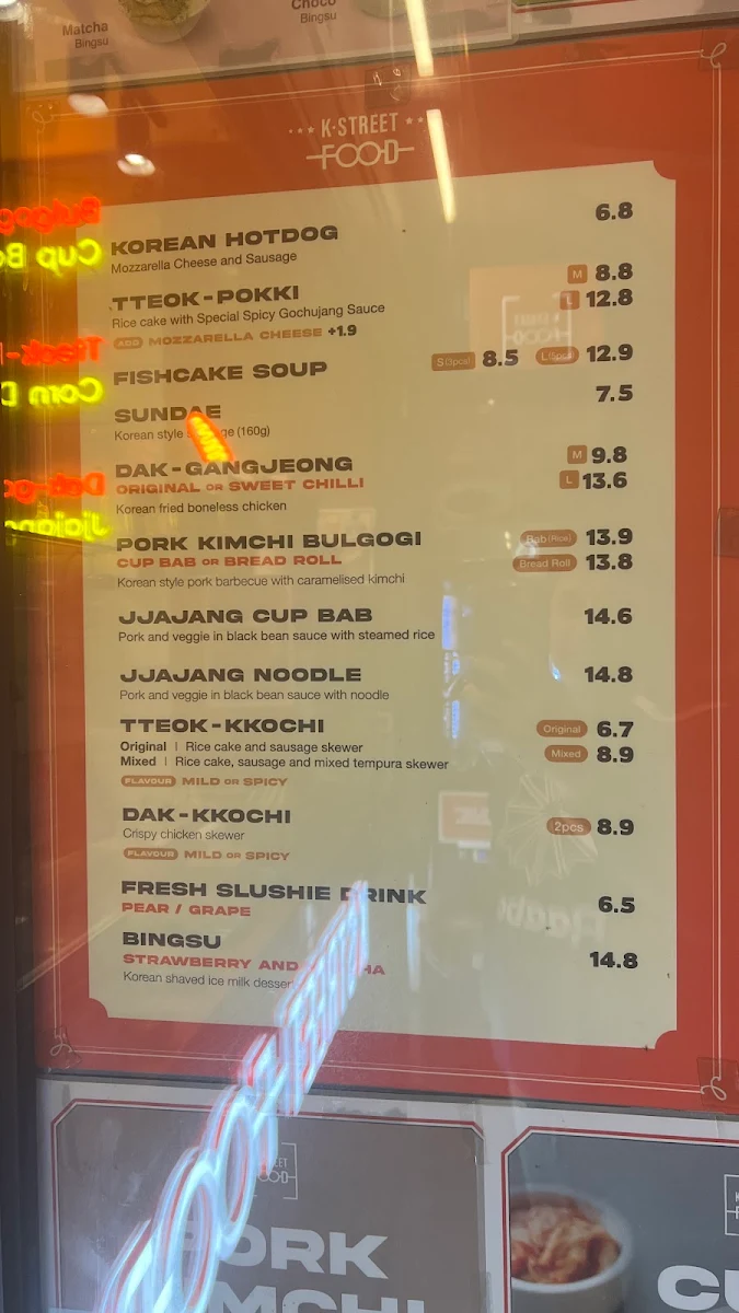 Menu, K Street Food