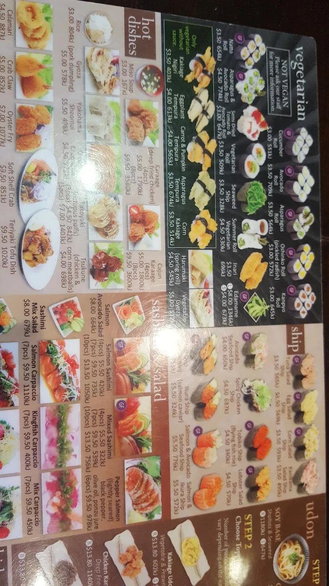 Menu, Sushi Train Sutherland