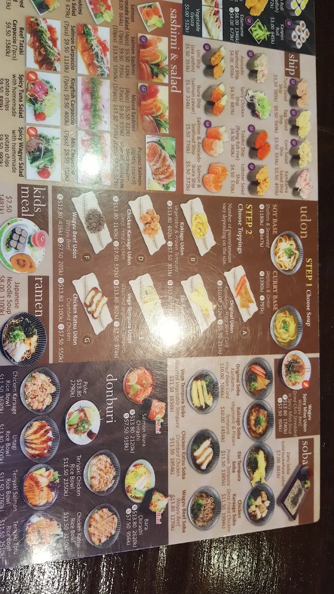 Menu, Sushi Train Sutherland