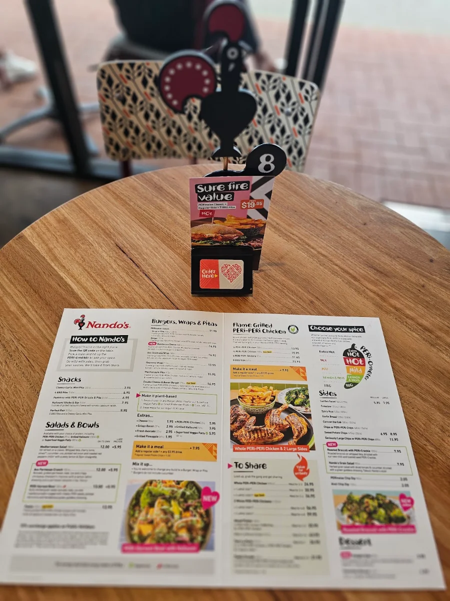 Menu, Nando's Midland