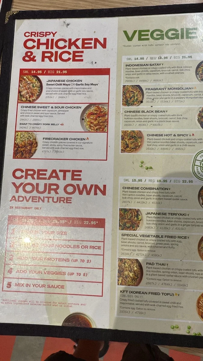 Menu, Noodle Box Mt Gravatt