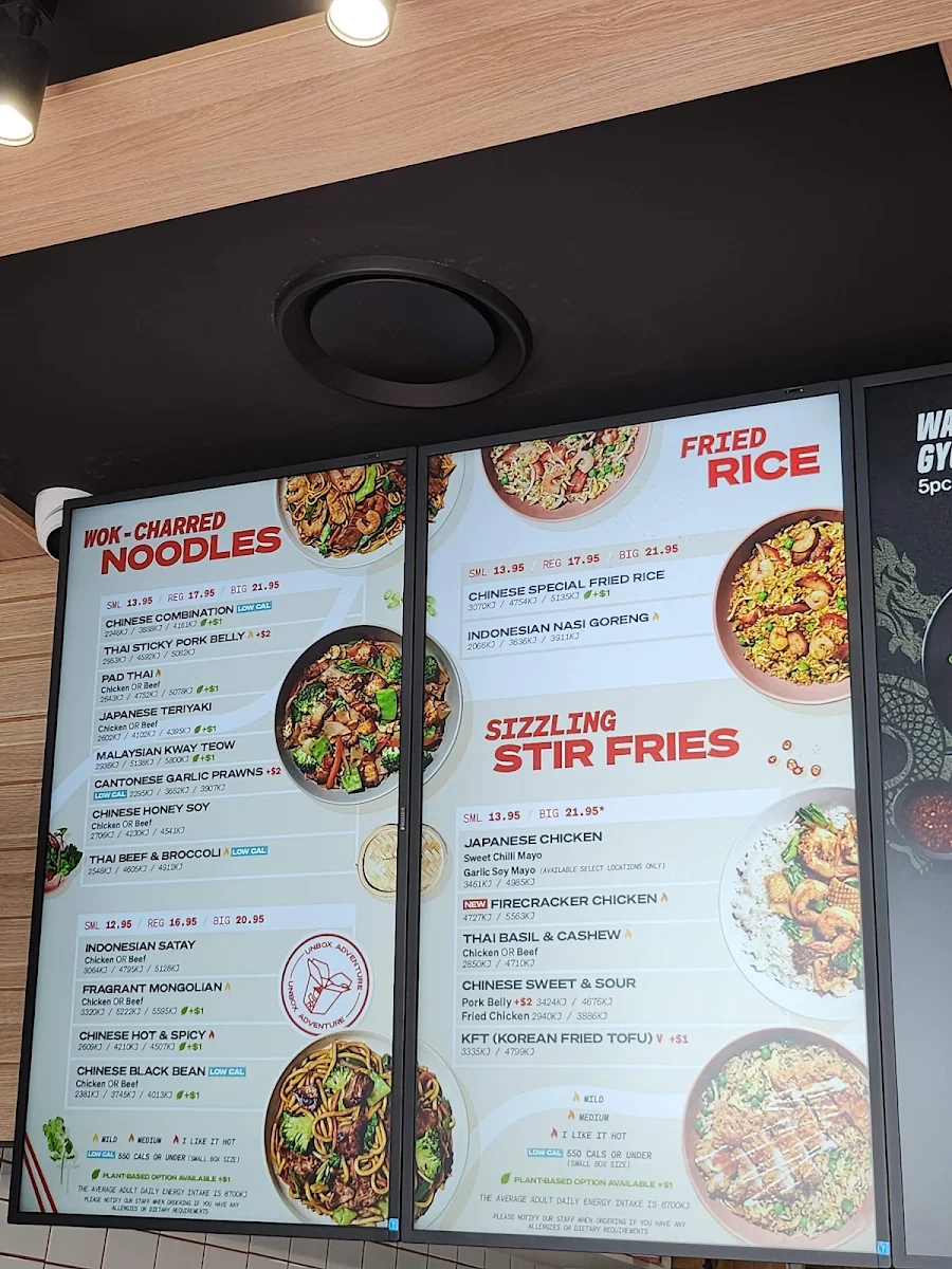 Menu, Noodle Box Mt Gravatt