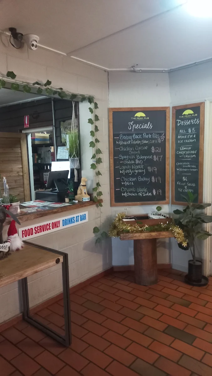 Menu, The Peak Pub