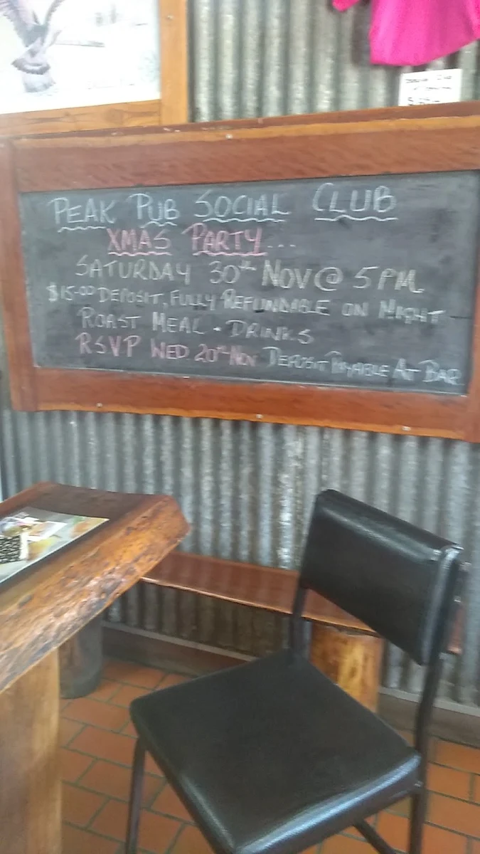 Menu, The Peak Pub