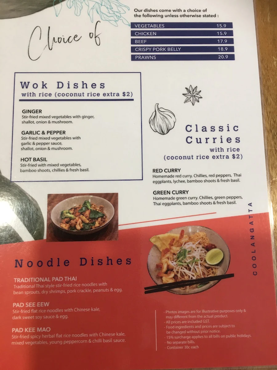 Menu, Lam Lam Delicate Thai