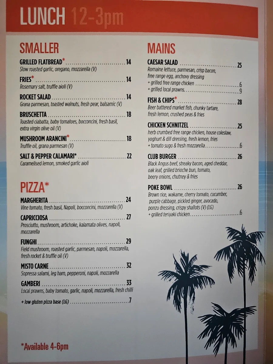 Menu, Club Croc Bistro