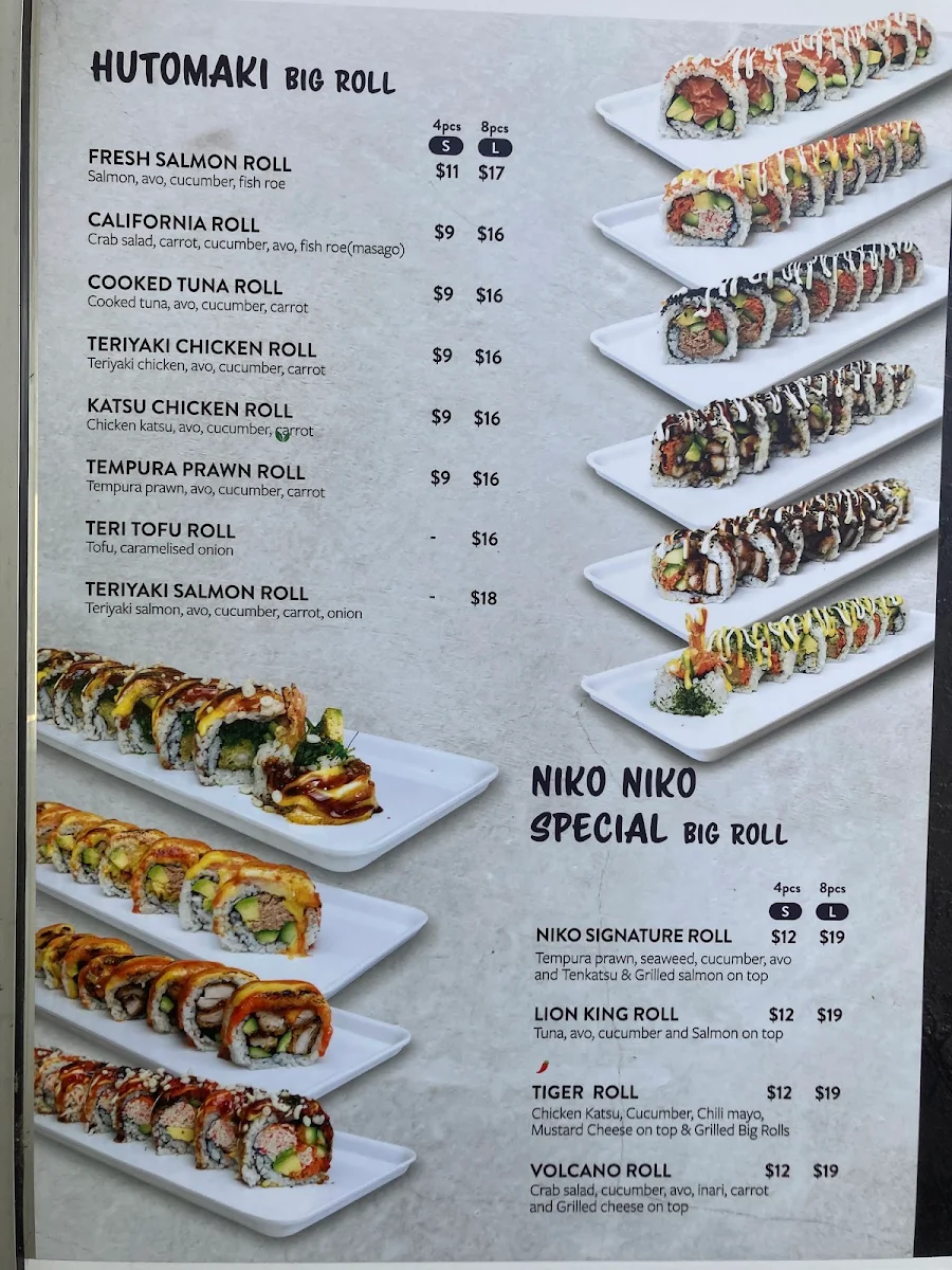 Menu, Niko Niko Sushi