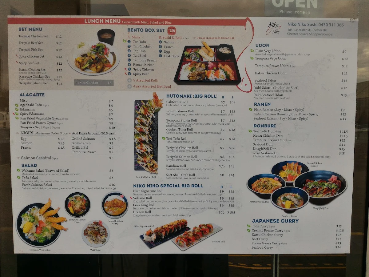 Menu, Niko Niko Sushi