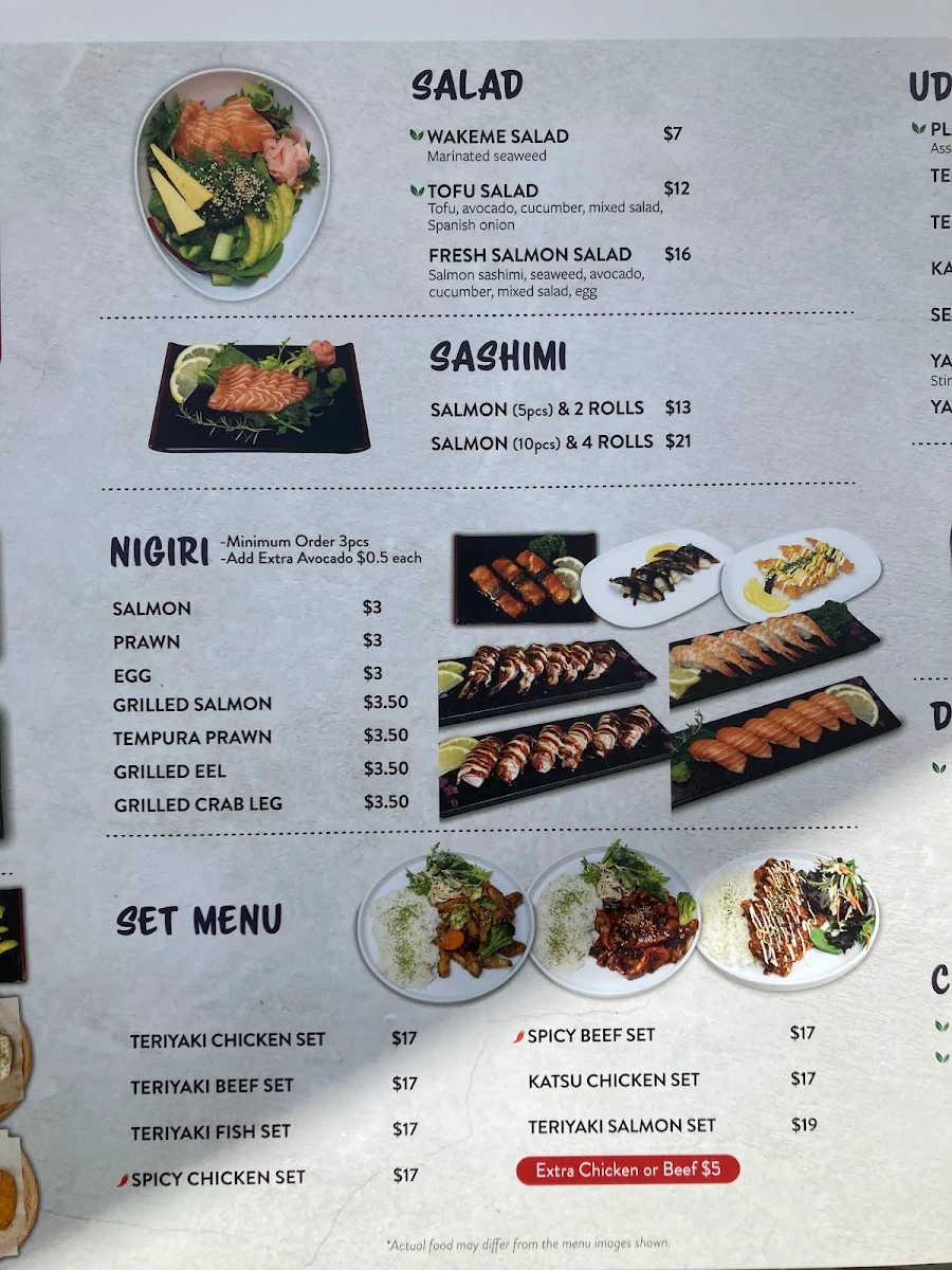 Menu, Niko Niko Sushi