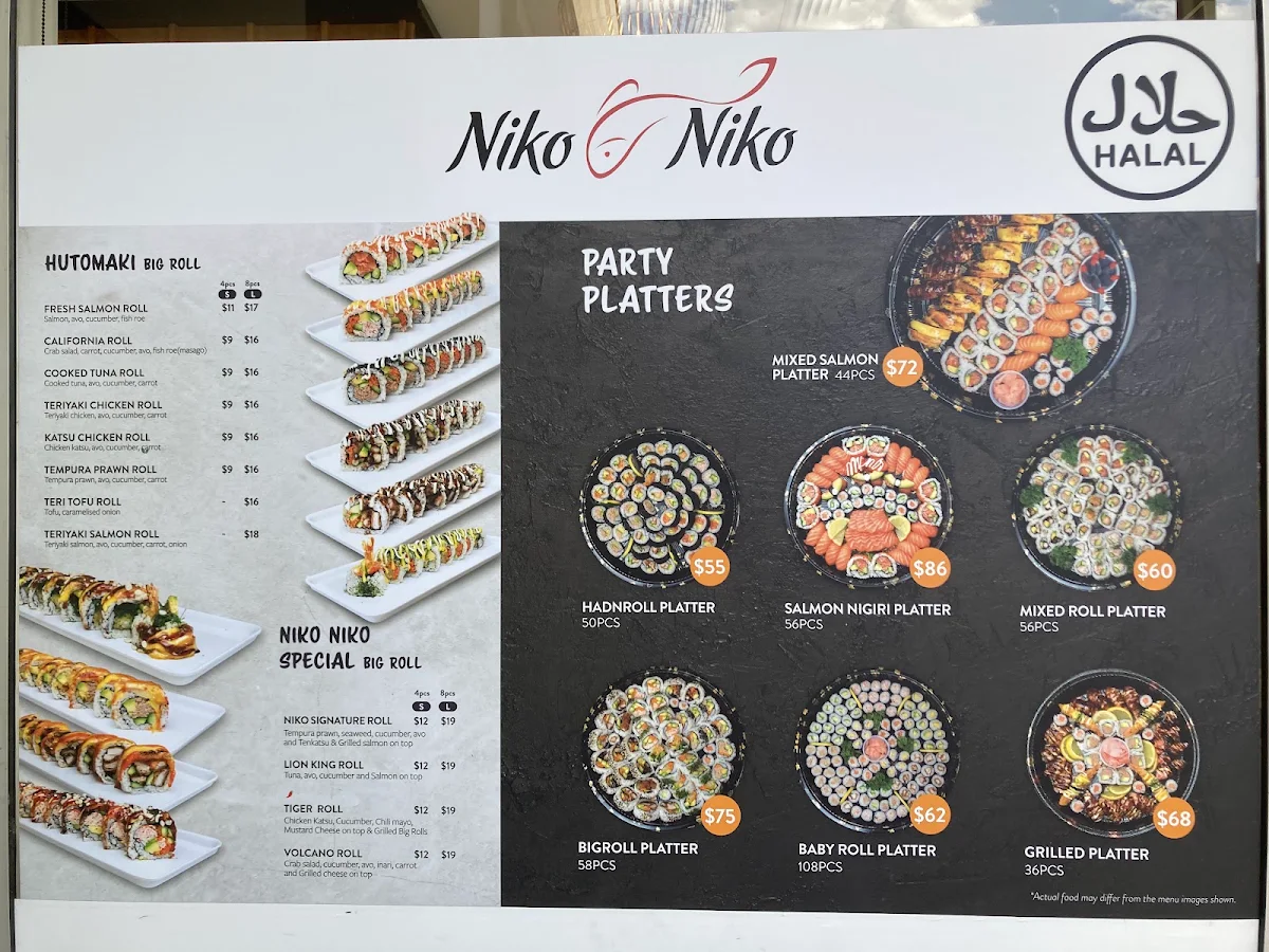 Menu, Niko Niko Sushi