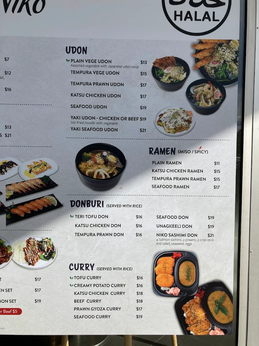 Menu, Niko Niko Sushi