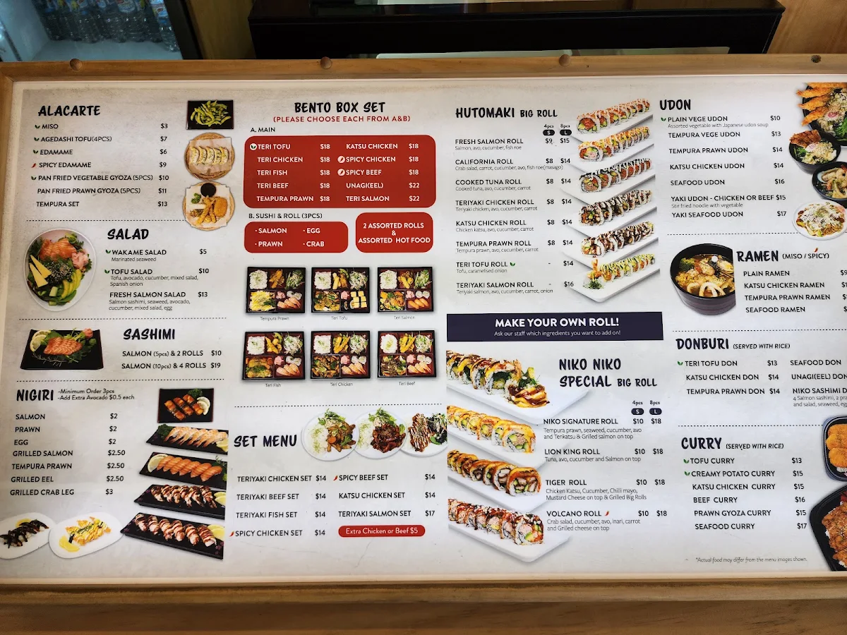 Menu, Niko Niko Sushi
