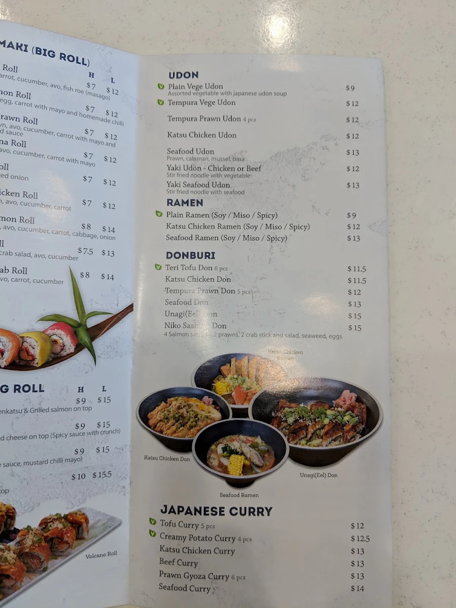 Menu, Niko Niko Sushi