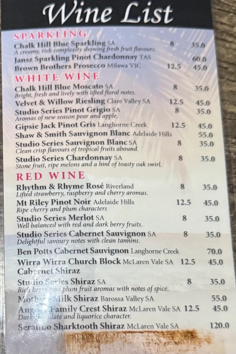 Menu, Tim's Surf & Turf
