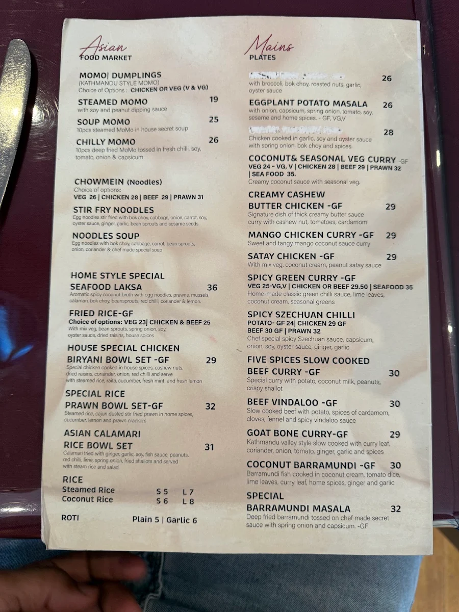 Menu, 8 Sisters Cafe and Grill