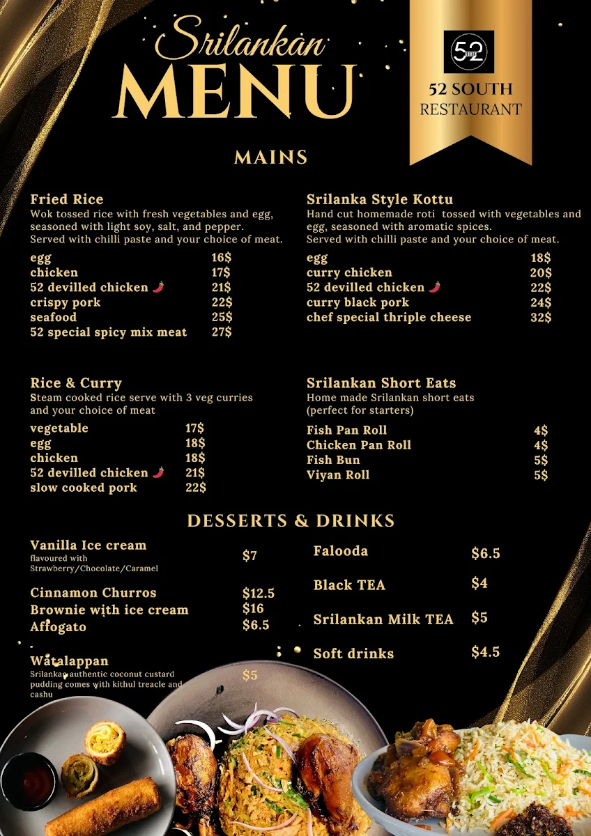 Menu, 52 South Cafe & Restaurant