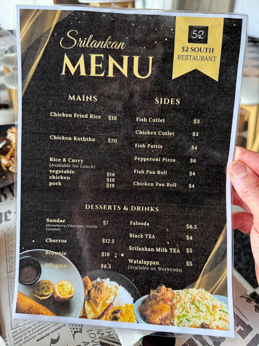 Menu, 52 South Cafe & Restaurant