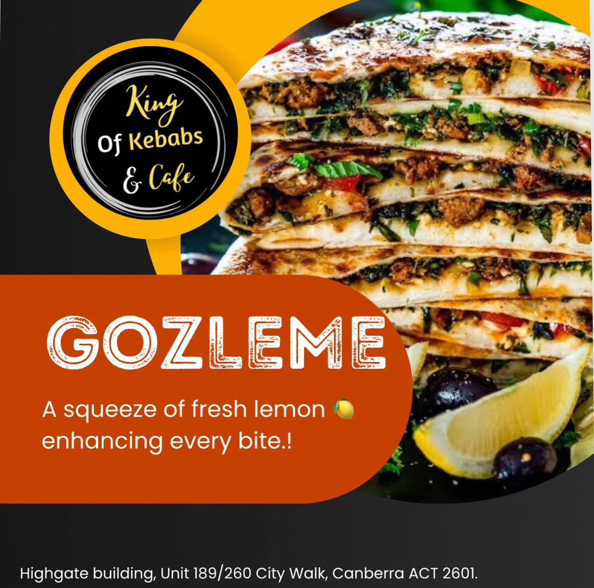 Menu, King of Kebabs & Cafe