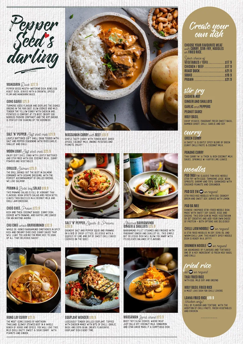 Menu, Pepper Seeds South Eveleigh