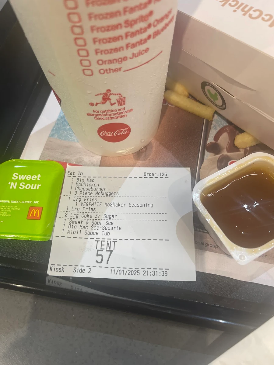 Menu, McDonald's Warrawong