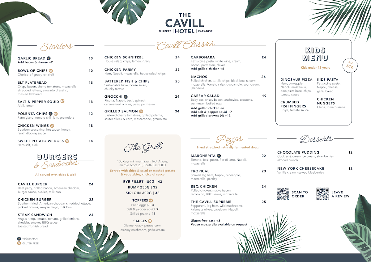Menu, The Cavill Hotel