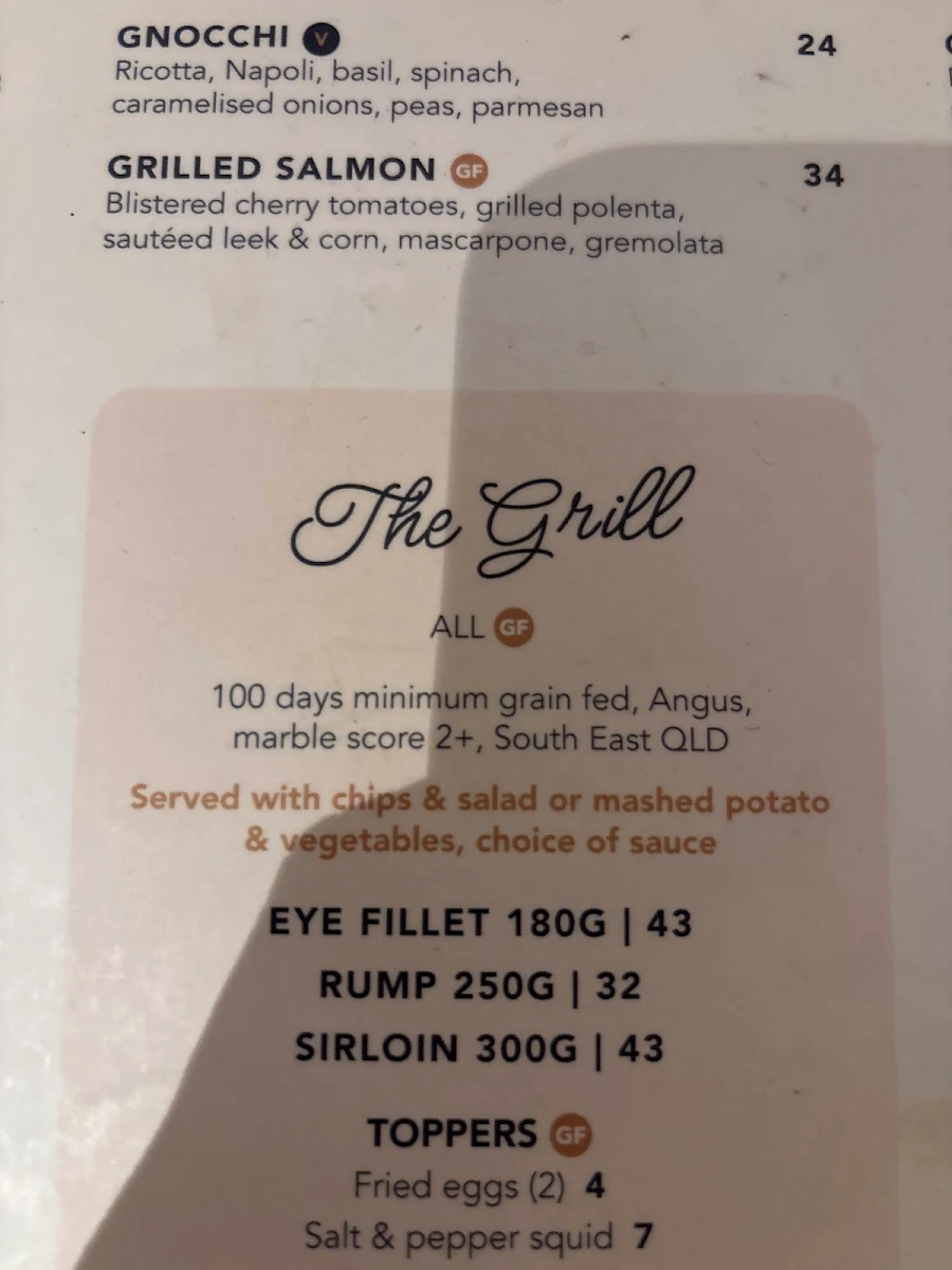 Menu, The Cavill Hotel