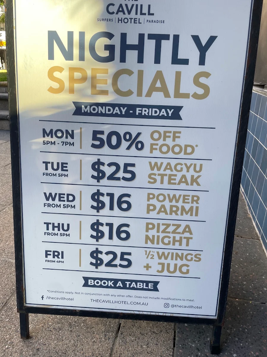 Menu, The Cavill Hotel