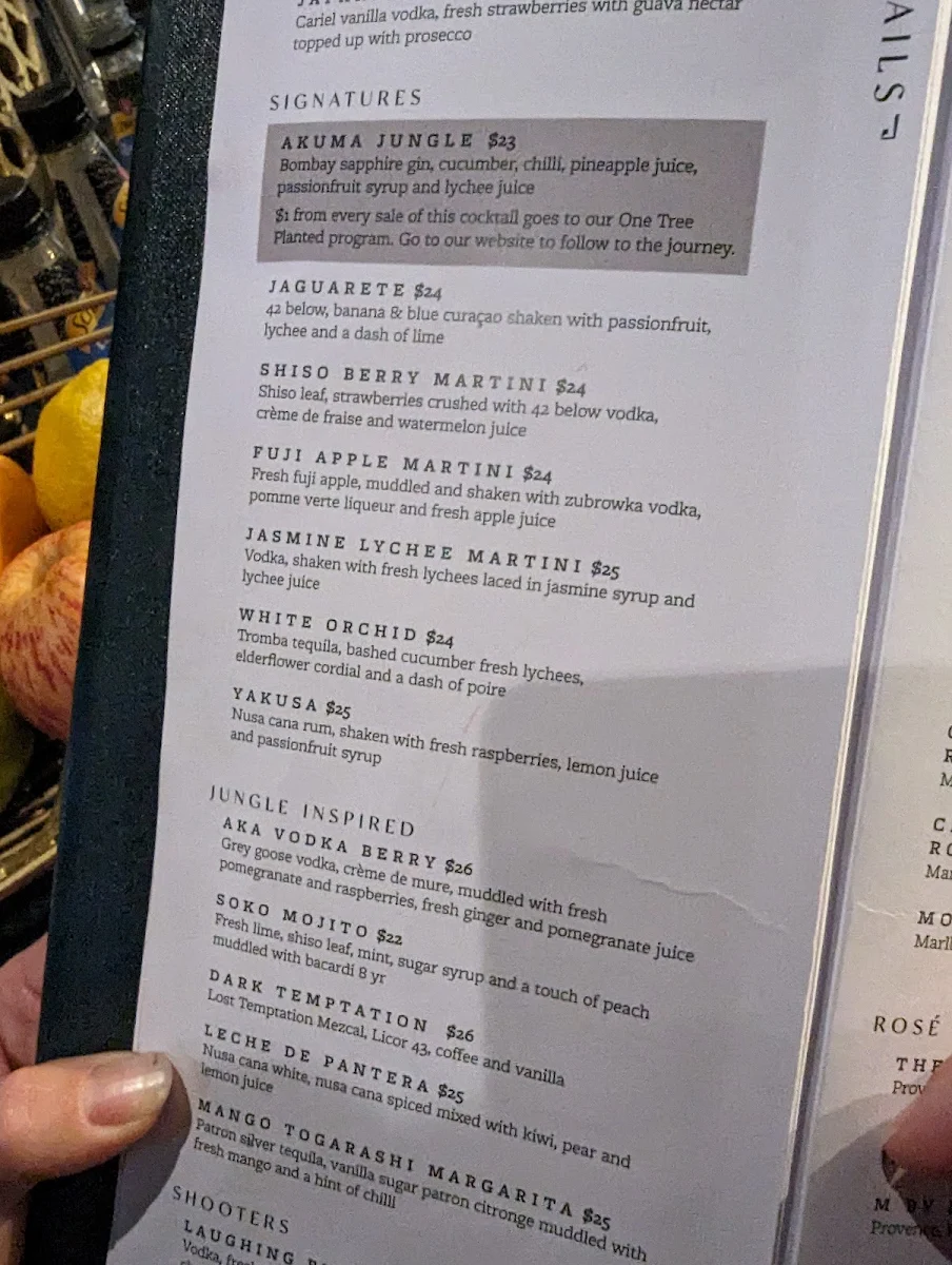 Menu, SOKO Rooftop Bar & Restaurant