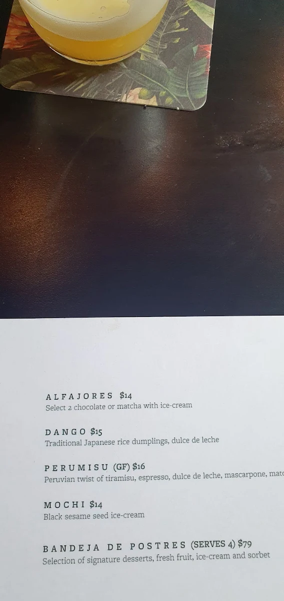 Menu, SOKO Rooftop Bar & Restaurant