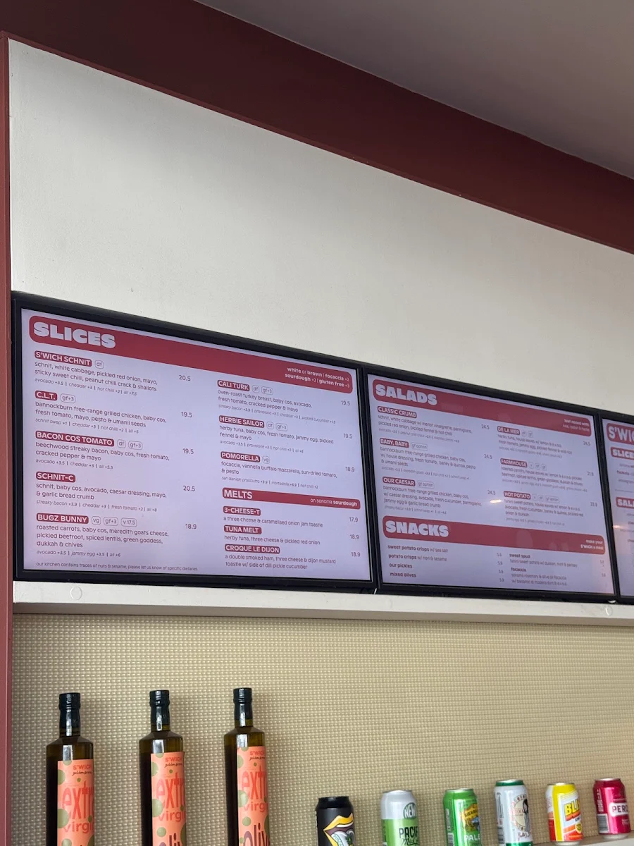 Menu, S'WICH | bondi