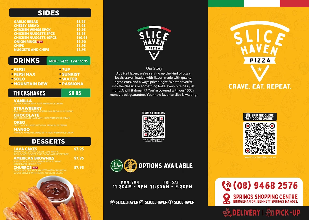 Menu, Slice Haven Pizza