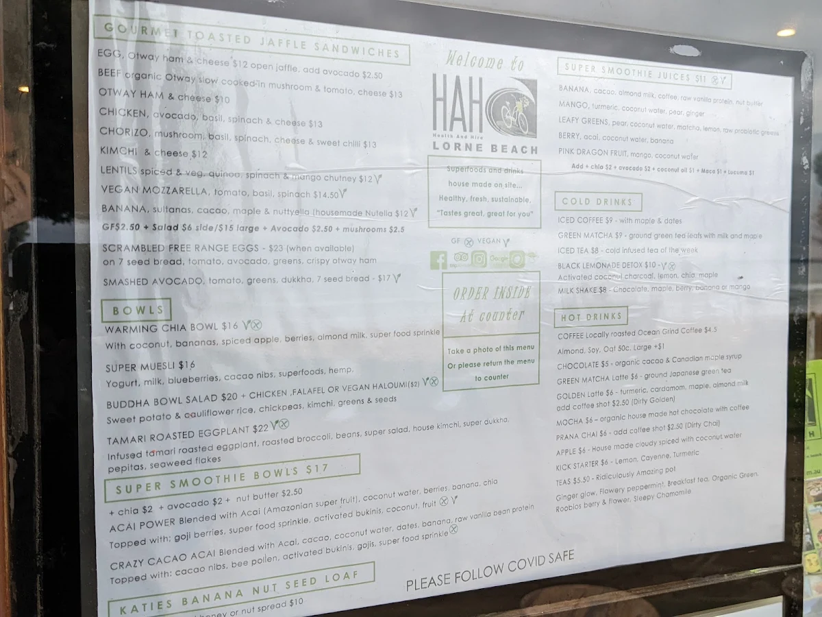 Menu, HAH Lornebeach