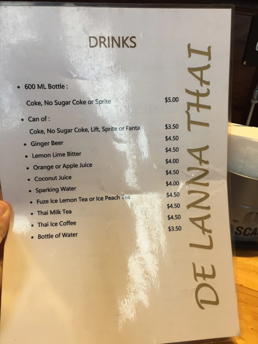 Menu, De Lanna Thai Street Cuisine