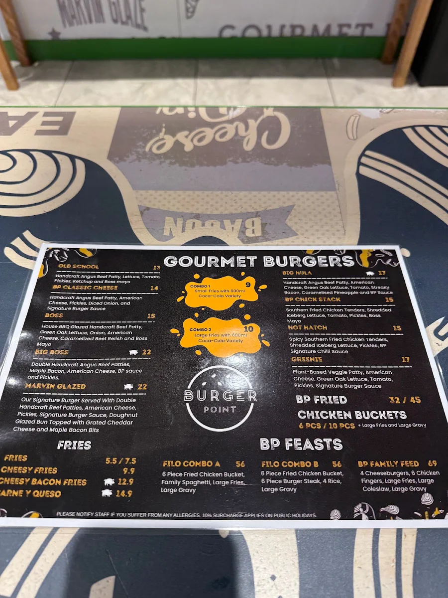 Menu, Burger Point Edmondson Park